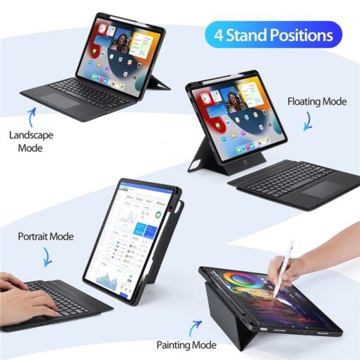 DUX DUCIS DK klappbares Case mit kabelloser Tastatur für iPad Air 13 (2024)/Pro 12.9 (2020/2021/2022) schwarz – Bild 6