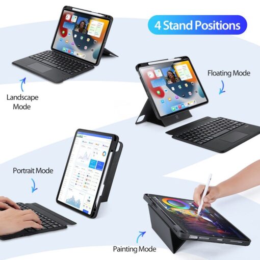 DUX DUCIS DK klappbares Case mit kabelloser Tastatur für iPad 4/5/6/iPad Pro 11 (2018/2020/2021/2022) schwarz – Bild 7