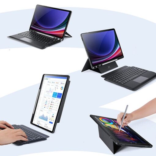 DUX DUCIS case DK foldable with Wireless Keyboard with backlight for SAMSUNG Tab S10 Plus/S9 Plus/S9 FE Plus black – Bild 9