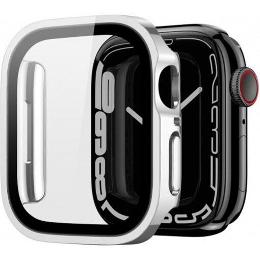 DUX DUCIS HAMO Handyhülle mit Gehärtetem Glas für Apple Watch 7 / 8 / 9 45 mm silber