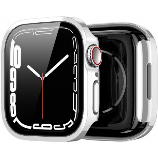 DUX DUCIS HAMO Handyhülle mit Gehärtetem Glas für Apple Watch 7 / 8 / 9 45 mm silber – Bild 4