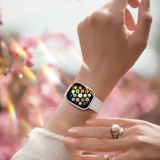 DUX DUCIS HAMO Handyhülle mit Gehärtetem Glas für Apple Watch 7 / 8 / 9 45 mm silber – Bild 8