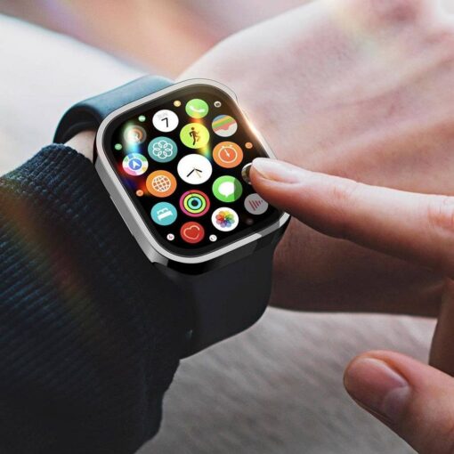 DUX DUCIS HAMO Handyhülle mit Gehärtetem Glas für Apple Watch 7 / 8 / 9 41 mm schwarz – Bild 7