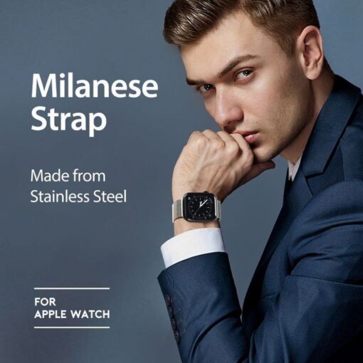 DUX DUCIS MILANESE magnetisches Armband aus Edelstahl für Apple Watch 38 / 40 / 41 mm platin – Bild 9