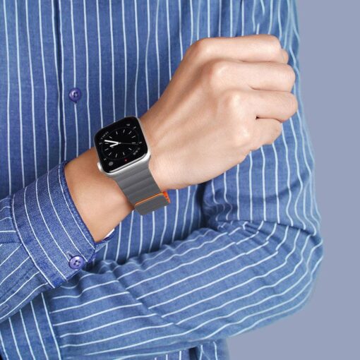 DUX DUCIS CHAIN magnetisches Silikon Armband für Apple Watch 38 / 40 /41 mm grau – Bild 7