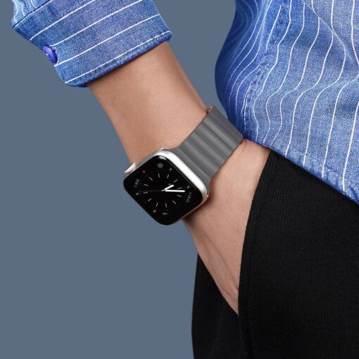 DUX DUCIS CHAIN magnetisches Silikon Armband für Apple Watch 38 / 40 /41 mm grau – Bild 8