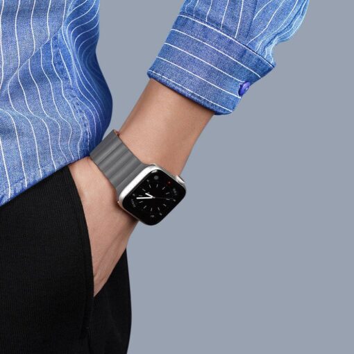 DUX DUCIS CHAIN magnetisches Silikon Armband für Apple Watch 38 / 40 /41 mm grau – Bild 11