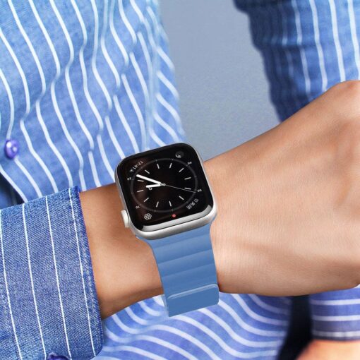 DUX DUCIS CHAIN magnetisches Silikon Armband für Apple Watch 42 / 44 / 45 mm blau – Bild 10