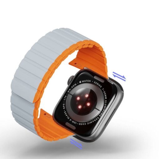 DUX DUCIS LD Silikon Armband für Apple Watch 38 / 40 / 41 mm grau orange – Bild 3