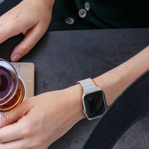 DUX DUCIS LD Silikon Armband für Apple Watch 38 / 40 / 41 mm grau orange – Bild 4