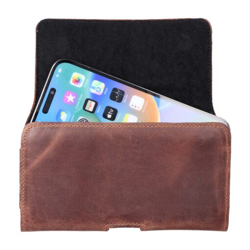 Universelles horizontales Armband aus Leder - ROYAL Crazy Horse / braun - Größe 2XL - für SAMSUNG A21s / S20 ULTRA / S21 ULTRA / A70 / A71 / XIAOMI REDMI 9 / HUAWEI P SMART PRO – Bild 4