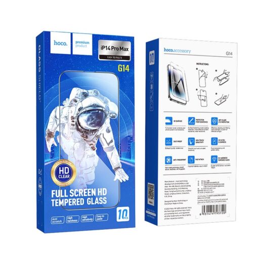 HOCO HD 5D Guardian Gehärtetes Glas Schild (SET 10in1) - für iPhone 14 Pro Max schwarz (G14) – Bild 10