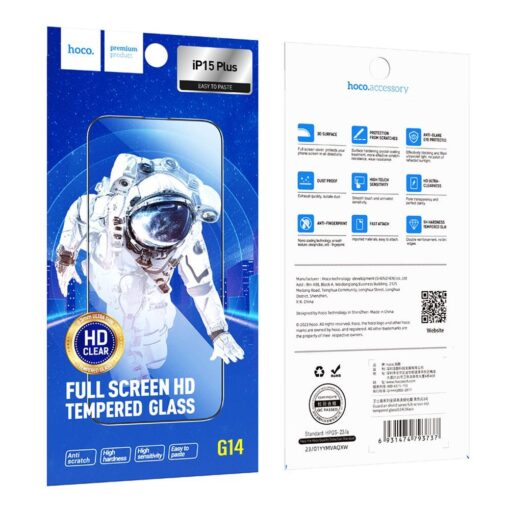 HOCO HD 5D Guardian Gehärtetes Glas Schild (SET 10in1) - für iPhone 15 Plus / 16 Plus schwarz (G14) – Bild 10