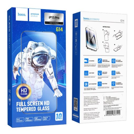 HOCO HD 5D Guardian gehärtetes Glas (SET 10in1) - für iPhone 15 Pro schwarz (G14) – Bild 10