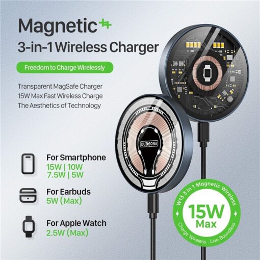 DUZZONA W13 - MagSafe kompatibles induktives Ladegerät 15W schwarz – Bild 3