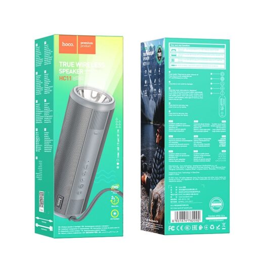 HOCO bluetooth / wireless speaker + flashlight HC11 Bora sports grey – Bild 4