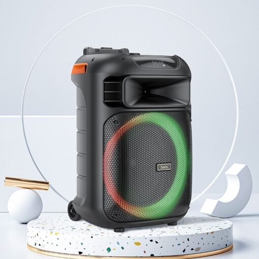 HOCO wireless speaker dancer outdoor karaoke + 2x wireless microphone LED Winner HA5 black (+ FBT, TF, USB, AUX) – Bild 8