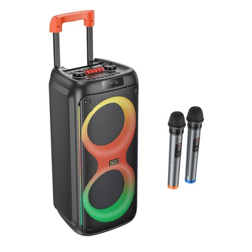 EOL HOCO bluetooth Lautsprecher + 2 x drahtlose Mikrofone HA7 schwarz