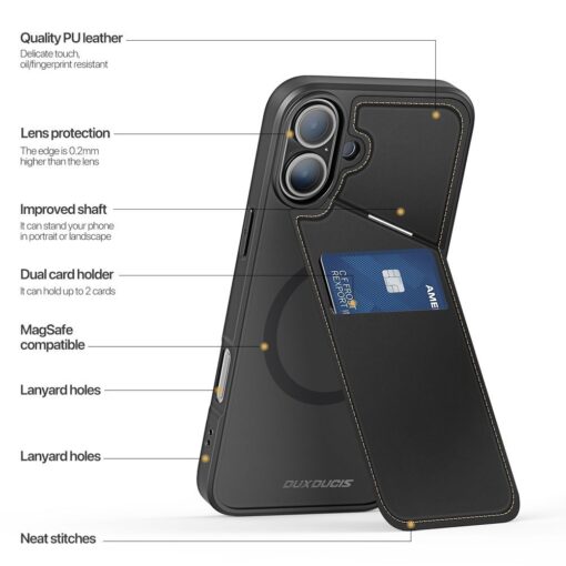 DUX DUCIS RAFI II MAG Handyhülle mit Ständer kompatibel mit MagSafe für IPHONE 16 Plus schwarz – Bild 3