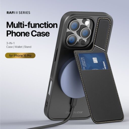 DUX DUCIS RAFI II MAG Handyhülle mit Ständer kompatibel mit MagSafe für IPHONE 16 Pro schwarz – Bild 6