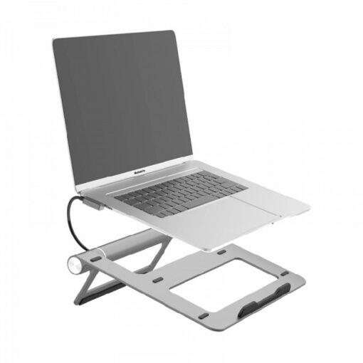 WiWU - Aluminium-Laptop-Ständer mit Dockingstation (USB-C*2+USB3.0*2+SD/TF+RJ45+HDMI (4k30Hz))