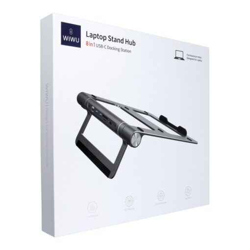 WiWU - Aluminium-Laptop-Ständer mit Dockingstation (USB-C*2+USB3.0*2+SD/TF+RJ45+HDMI (4k30Hz)) – Bild 10