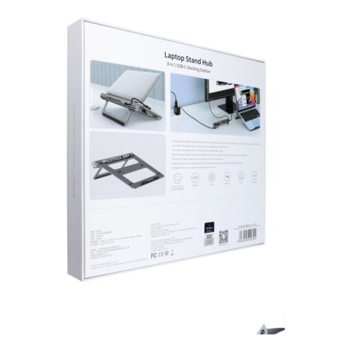WiWU - Aluminium-Laptop-Ständer mit Dockingstation (USB-C*2+USB3.0*2+SD/TF+RJ45+HDMI (4k30Hz)) – Bild 11