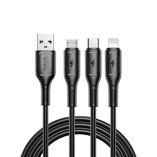 WiWU - Starlink Serie USB Kabel Wi-045E 3in1 USB A zu USB C, Micro USB, Lightning 3.1A 1m - schwarz