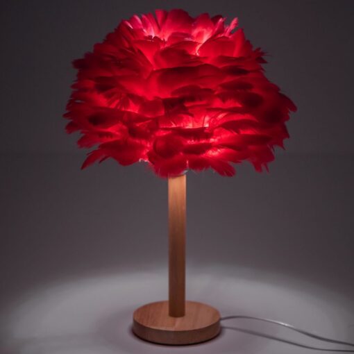 Art Deco Feder Nachttischlampe rot CBDPH – Bild 3