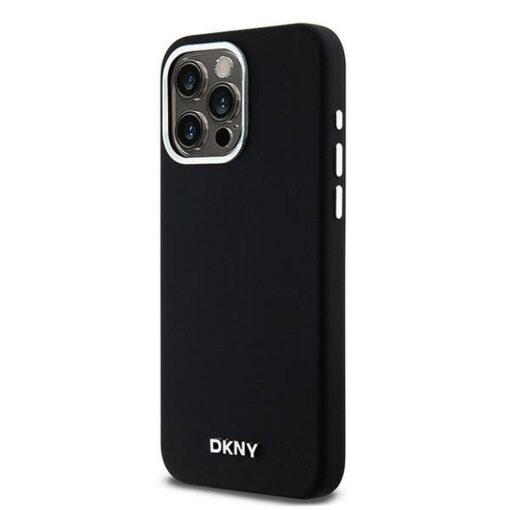 DKNY Handyhülle für IPHONE 15 Pro Max kompatibel mit MagSafe DKHMP15XSMCHLK (DKNY HC MagSafe Silicone W/Horizontal Metal Logo) schwarz – Bild 3