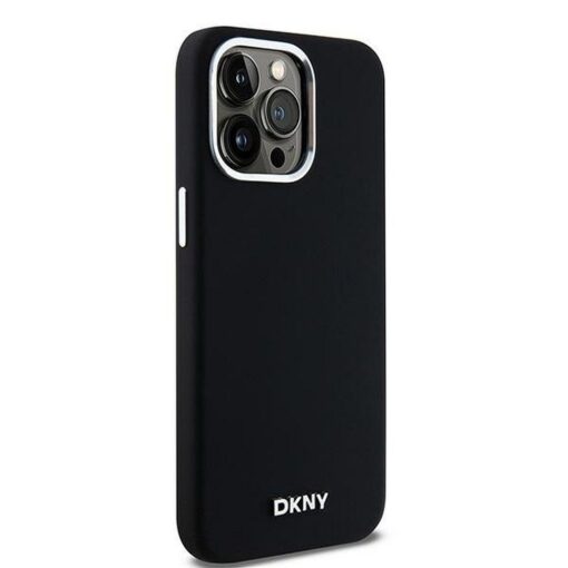 DKNY Handyhülle für IPHONE 15 Pro Max kompatibel mit MagSafe DKHMP15XSMCHLK (DKNY HC MagSafe Silicone W/Horizontal Metal Logo) schwarz – Bild 5