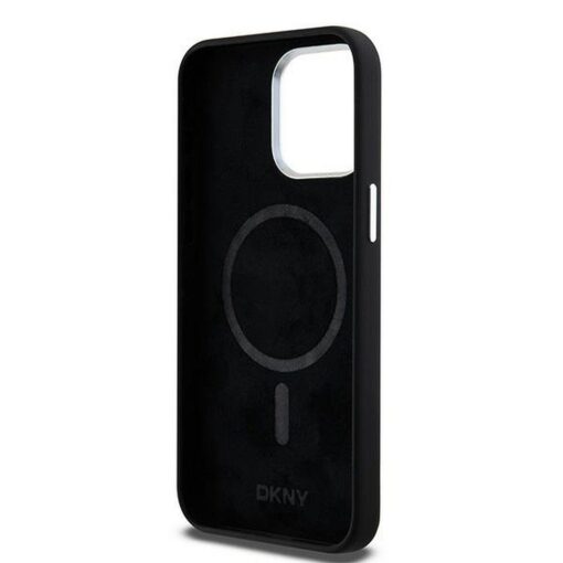 DKNY Handyhülle für IPHONE 15 Pro Max kompatibel mit MagSafe DKHMP15XSMCHLK (DKNY HC MagSafe Silicone W/Horizontal Metal Logo) schwarz – Bild 8
