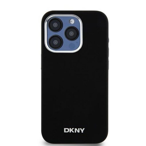 DKNY Handyhülle für IPHONE 15 Pro kompatibel mit MagSafe DKHMP15LSMCHLK (DKNY HC MagSafe Silicone W/Horizontal Metal Logo) schwarz – Bild 4