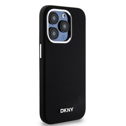 DKNY Handyhülle für IPHONE 15 Pro kompatibel mit MagSafe DKHMP15LSMCHLK (DKNY HC MagSafe Silicone W/Horizontal Metal Logo) schwarz – Bild 5