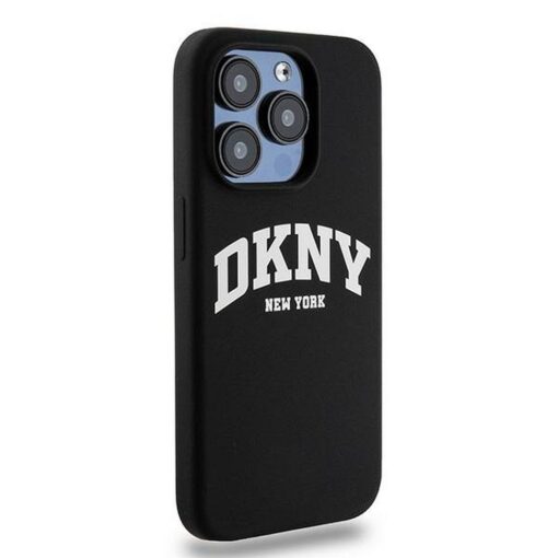 DKNY Handyhülle für IPHONE 15 Pro kompatibel mit MagSafe DKHMP15LSNYACH (DKNY HC MagSafe Silicone W/White Arch Logo) schwarz – Bild 5