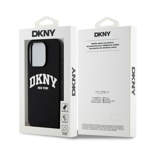 DKNY Handyhülle für IPHONE 15 Pro kompatibel mit MagSafe DKHMP15LSNYACH (DKNY HC MagSafe Silicone W/White Arch Logo) schwarz – Bild 9