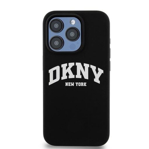 DKNY Handyhülle für IPHONE 14 Pro kompatibel mit MagSafe DKHMP14LSNYACH (DKNY HC MagSafe Silicone W/White Arch Logo) schwarz – Bild 4