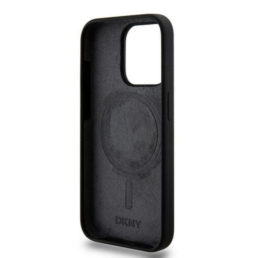 DKNY Handyhülle für IPHONE 14 Pro kompatibel mit MagSafe DKHMP14LSNYACH (DKNY HC MagSafe Silicone W/White Arch Logo) schwarz – Bild 8