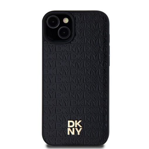 DKNY Handyhülle für IPHONE 15 kompatibel mit MagSafe DKHMP15SPSHRPSK (DKNY HC MagSafe Pu Repeat Pattern W/Stack Logo) schwarz – Bild 4