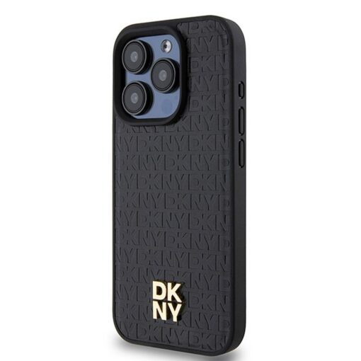 DKNY Handyhülle für IPHONE 15 Pro kompatibel mit MagSafe DKHMP15LPSHRPSK (DKNY HC MagSafe Pu Repeat Pattern W/Stack Logo) schwarz – Bild 3