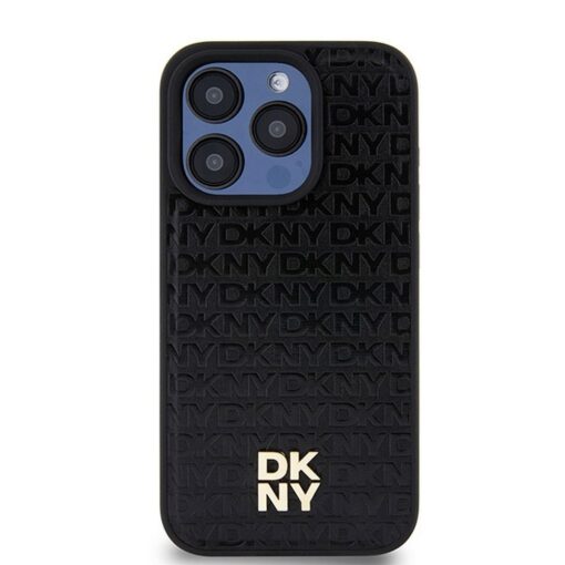 DKNY Handyhülle für IPHONE 15 Pro kompatibel mit MagSafe DKHMP15LPSHRPSK (DKNY HC MagSafe Pu Repeat Pattern W/Stack Logo) schwarz – Bild 4