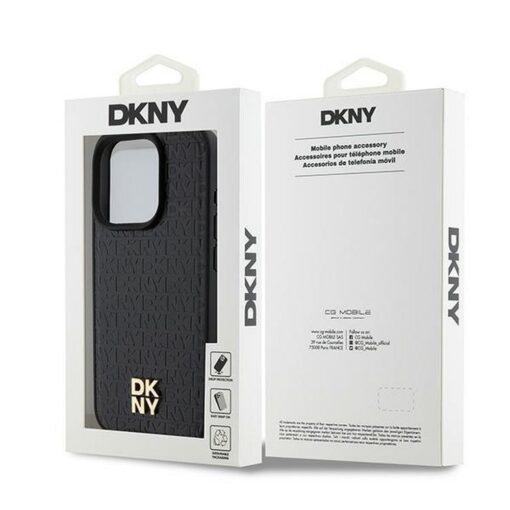 DKNY Handyhülle für IPHONE 15 Pro kompatibel mit MagSafe DKHMP15LPSHRPSK (DKNY HC MagSafe Pu Repeat Pattern W/Stack Logo) schwarz – Bild 9