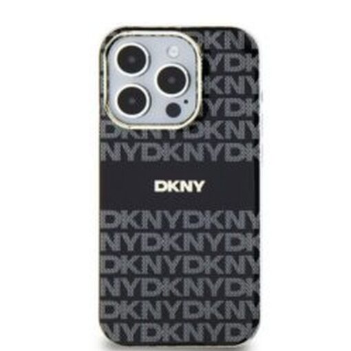 DKNY Handyhülle für IPHONE 11 kompatibel mit MagSafe DKHMN61HRHSEK (DKNY HC MagSafe PC TPU Repeat Texture Pattern W/ Stripe) schwarz