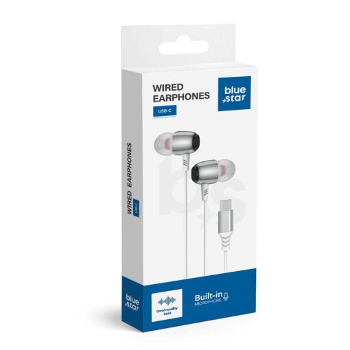 Wire earbuds USB C (DAC) Blue Star M09C 1,2 m white – Bild 4