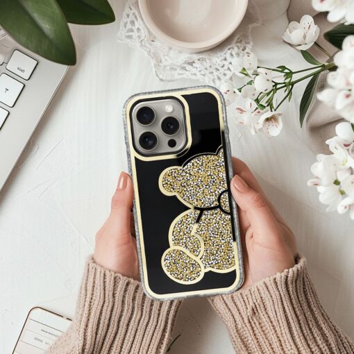 TEDDY BEAR Handyhülle für IPHONE 15 Pro gold – Bild 6