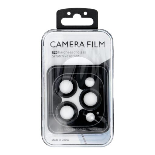 Kamerahülle PROTECTOR 9H + Applikator für IPHONE 15 PRO / 15 PRO MAX schwarz – Bild 4
