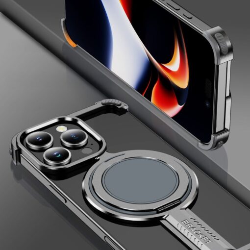 Case TITANIUM Bracket compatible with MagSafe for IPHONE 15 PRO black – Bild 10