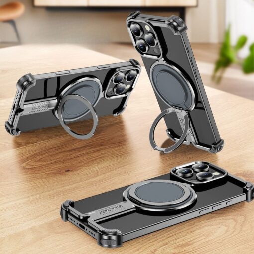 Case TITANIUM Bracket compatible with MagSafe for IPHONE 15 PRO black – Bild 12