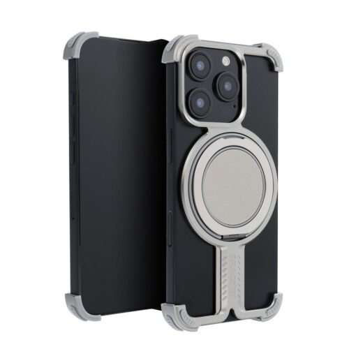 Case TITANIUM Bracket compatible with MagSafe for IPHONE 15 silver