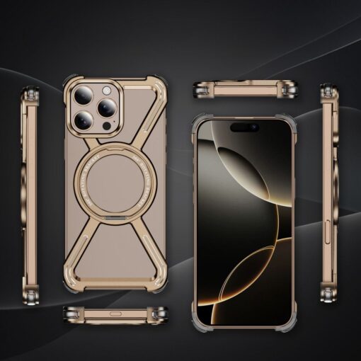 Case TITANIUM Bracket compatible with MagSafe for IPHONE 13 / 14 desert gold – Bild 8